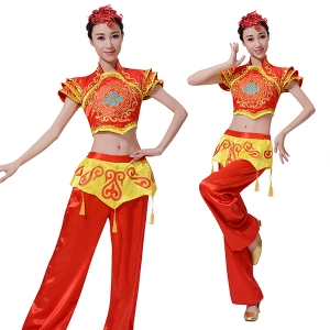 新款红色古典舞蹈演出服装定制设计厂家