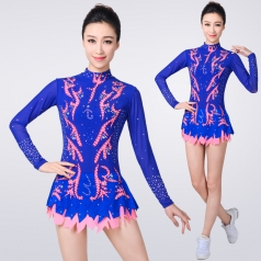 新款蓝色学生艺术体操演出服装比赛服装女儿童考级艺术健美操服装