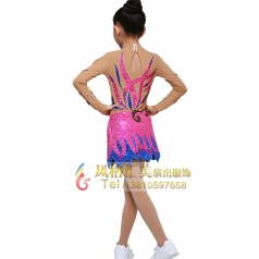 儿童艺术体操服装校园竞技体操粉色儿童体操服装定制