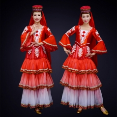 女款新疆舞蹈演出服装跌裙少数民族舞蹈演出服装定制！