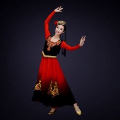 成人新款民族舞蹈服装大型舞台新疆舞蹈服定制