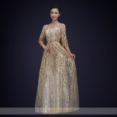 舞台演出服装女款黄色/大红色女士网纱合唱演出服装定制！