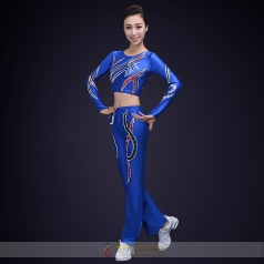 校园运动会比赛演出服装女子健美操演出服装定制蓝色新款健美操服