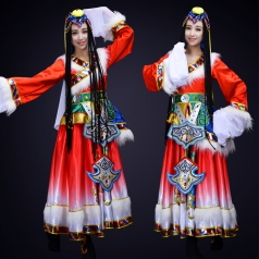 藏族舞蹈演出服装成人女款舞蹈演出服装定制！