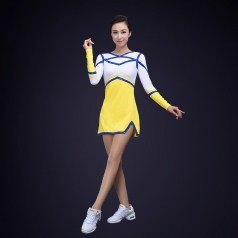 新款校园艺术体操演出服装黄色氨纶塑体健美操演出服装成人艺术体操定制！