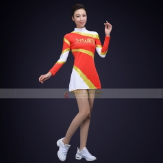 校园艺术体操演出服装大红色女子健美操比赛演出服装艺术体操服定制！