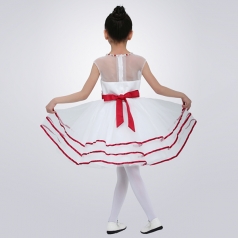 儿童合唱演出服装白色条纹合唱比赛服装团体合唱服装定制工厂