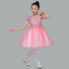 儿童合唱演出服装桃红色合唱演出服装蓬蓬裙表演服装定制款式