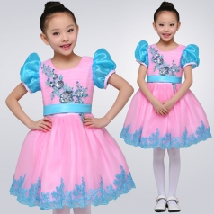 校园合唱演出服装女童蓬蓬舞台演出服装儿童合唱服装定制！