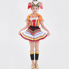 儿童舞蹈表演服装定制新款瑶族舞台演出服装大型舞台演出服装定制！