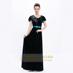 新款成人合唱服长裙丝绒晚礼服指挥服装团体合唱团舞台装定制