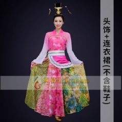 经典剧目《铜雀女》舞蹈成人练功服艺考中国风粉色扇子舞蹈表演服装定制！